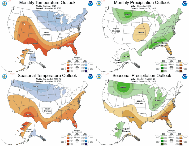 Monthly and 90-Day Forecast for Temperature and Precipitation