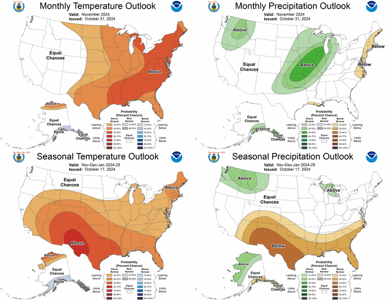 Monthly and 90-Day Forecast for Temperature and Precipitation